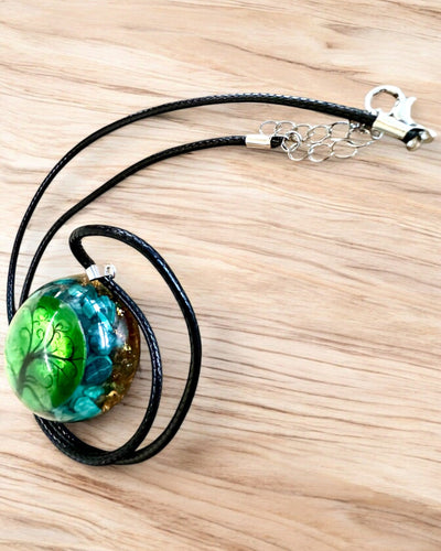 "Malachiet Amulet van het Leven" - ketting met de mogelijkheid voor personalisatie met gravure als cadeau