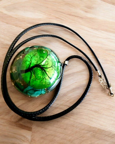 "Malachiet Amulet van het Leven" - ketting met de mogelijkheid voor personalisatie met gravure als cadeau