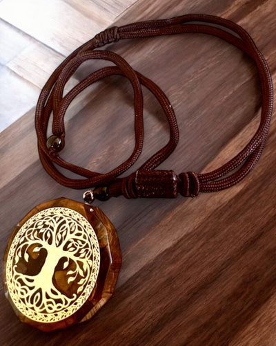 Amulet "Drzewo Życia" met tijgeroog, ketting als cadeau met gepersonaliseerde gravure