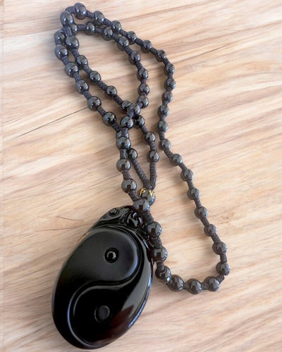 Obsidian Yin Yang Amulet met Gravure - Harmonie en Bescherming, personalisatie met gravure als cadeau