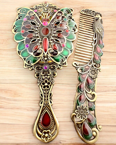 Spiegelset "Vlinderelegantie" met Kam