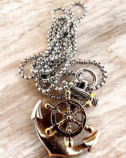 Amulet Morski "Kotwica Kapitana", ketting met graveeroptie als cadeau