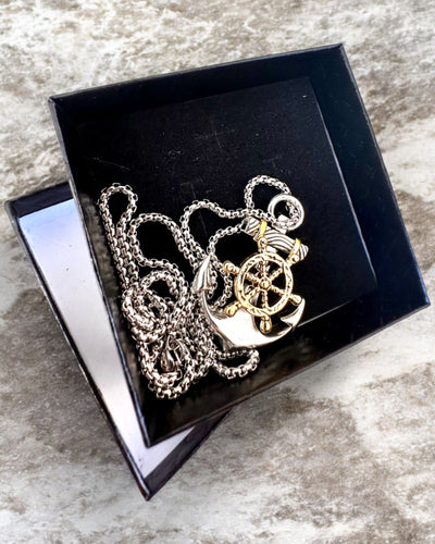 Amulet Morski Anker van de Kapitein, ketting met graveeroptie als cadeau