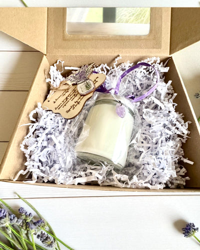 Intentionele sojakaars Ametist – rust, harmonie en zuivering, 250 ml, mogelijkheid tot personalisatie als cadeau