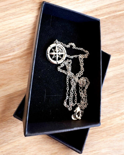Zilveren Ketting met Klein symbool - Kompas van de "Reiziger", mogelijkheid tot personalisatie met gravure als cadeau