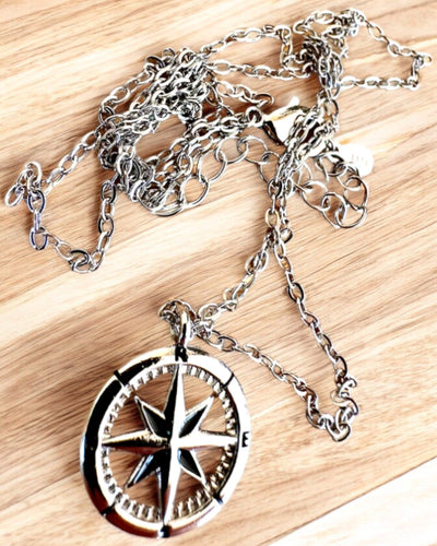 Zilveren Ketting met Klein symbool - Kompas van de "Reiziger", mogelijkheid tot personalisatie met gravure als cadeau