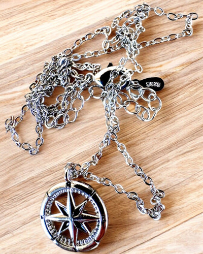 Zilveren Ketting met Klein symbool - Kompas van de "Reiziger", mogelijkheid tot personalisatie met gravure als cadeau