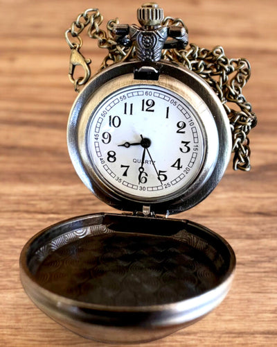 Zakhorloge Unicorn Elegance met ketting, eenhoornmotief, gratis graveren op bestelling