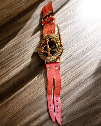 Zonnewijzer "Antieke Kompas", polshorloge met kompas, mogelijkheid tot personalisatie met gravure