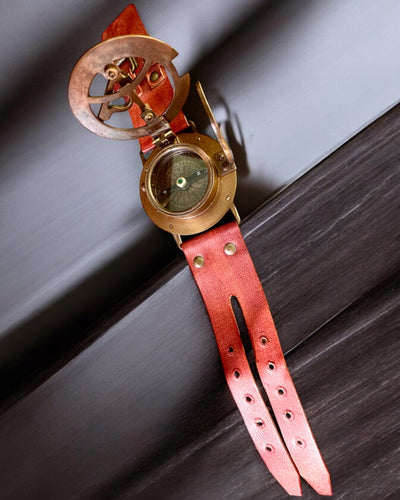 Zonnewijzer "Antieke Kompas", polshorloge met kompas, mogelijkheid tot personalisatie met gravure