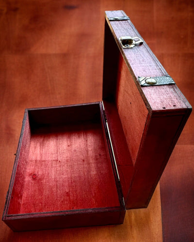 Antieke Houten Sieradendoos met Graveermogelijkheid, 23 cm x 16 cm x 7,5 cm