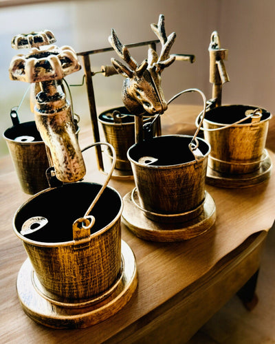 Stijlvolle Metalen Asbak "Rustic Charm" 19-23 cm hoog, 8 varianten beschikbaar, gravure op aanvraag