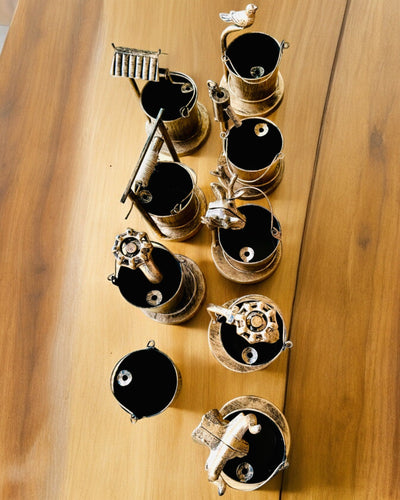 Stijlvolle Metalen Asbak "Rustic Charm" 19-23 cm hoog, 8 varianten beschikbaar, gravure op aanvraag