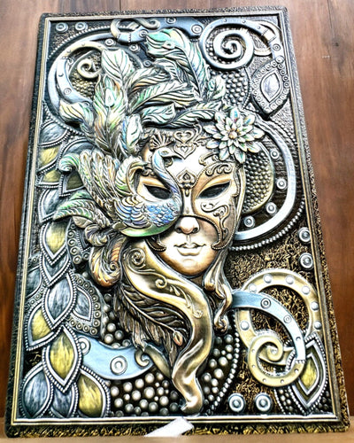 Artistiek Notitieboek, notitieboek maskerade - A5, personalisatie met gravure als cadeau