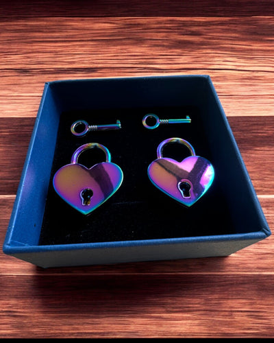 Liefdes Mini Hangsloten Hart DeLuxe, Set van 2 hangsloten met sleutels, 6 varianten om uit te kiezen, mogelijkheid tot personalisatie met gravure als cadeau