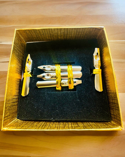 Cadeauset - Bordeaux-Paarse Ganzepen "Steampunk Elegantie" met Graveermogelijkheid, als cadeau