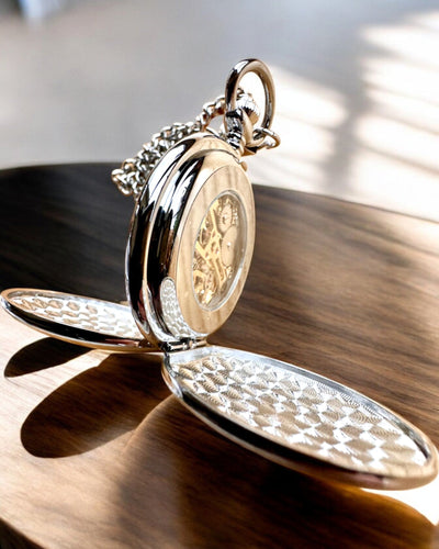 Klassieke Mechanische Zakhorloge met Dubbele Deksel, Handmatig, Zilverkleurig