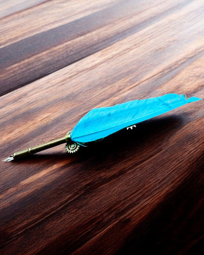 Kaligrafiepen "Steampunk Elegantie" met Kalkoenveer - Handgemaakt 5 varianten om uit te kiezen, personalisatie met gravure als cadeau