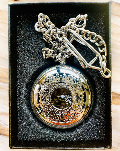 Zakhorloge "Eterna Elegantie", gepersonaliseerd cadeau, gravure. Kleur zilver