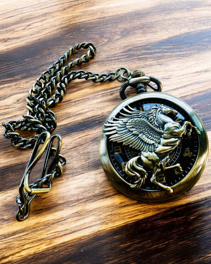 Zakhorloge "Equus Tempus" - Kleur: Koper, met Paardenmotief, mogelijkheid tot personalisatie met gravure