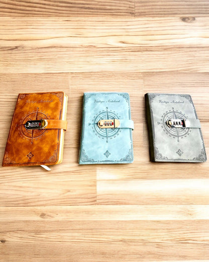 Secret Notitieboek A5 Vintage met codeslot - Kies Jouw Stijl, personalisatie met gravure als cadeau