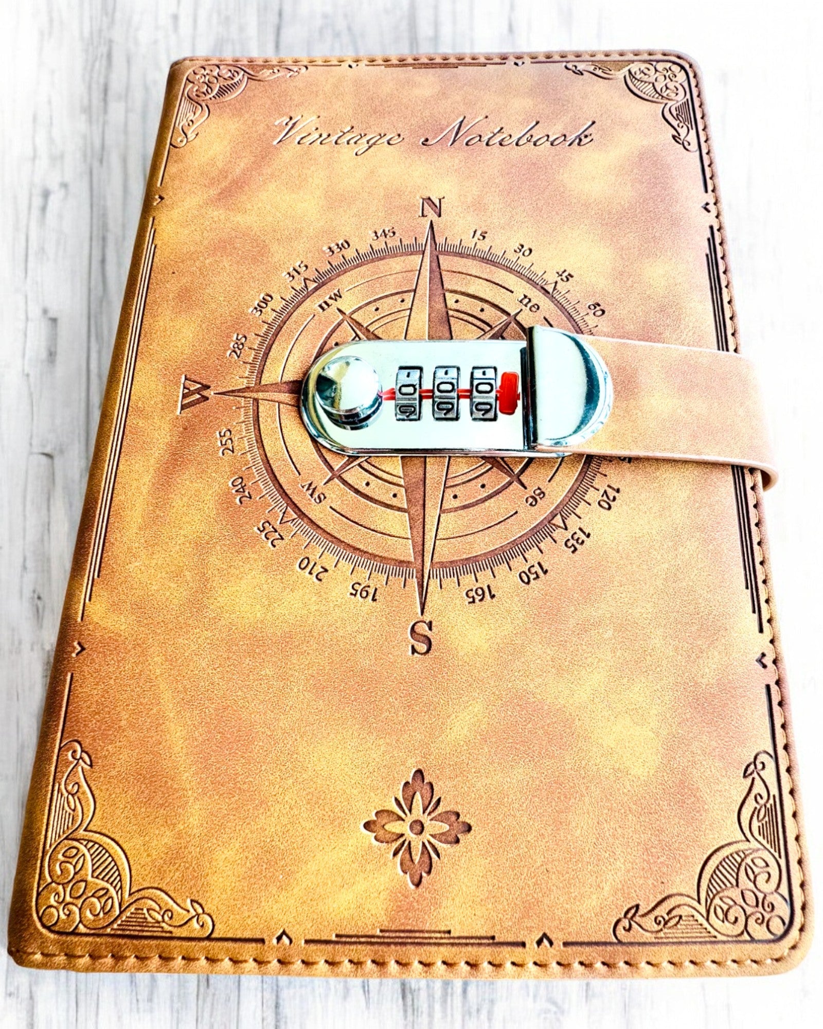 Secret Notitieboek A5 Vintage met codeslot - Kies Jouw Stijl, personalisatie met gravure als cadeau