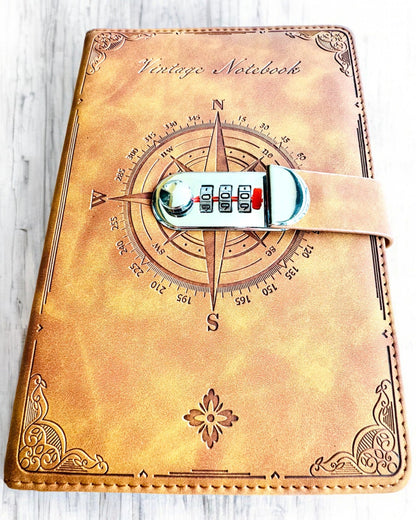 Secret Notitieboek A5 Vintage met codeslot - Kies Jouw Stijl, personalisatie met gravure als cadeau