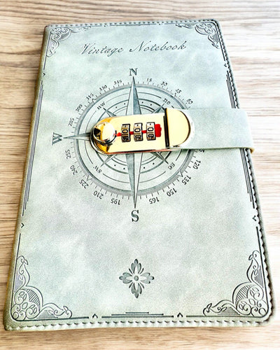 Secret Notitieboek A5 Vintage met codeslot - Kies Jouw Stijl, personalisatie met gravure als cadeau