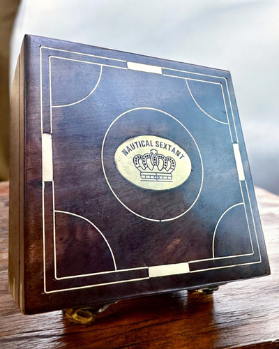 Grote Houten Doos voor Sextant of premium kompas "Mariner's Legacy" met Gravure Optie