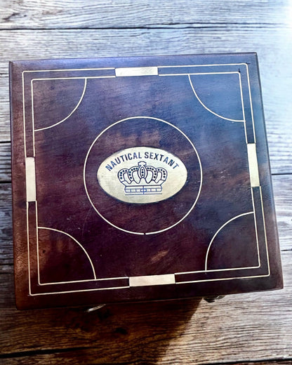 Grote Houten Doos voor Sextant of premium kompas "Mariner's Legacy" met Gravure Optie