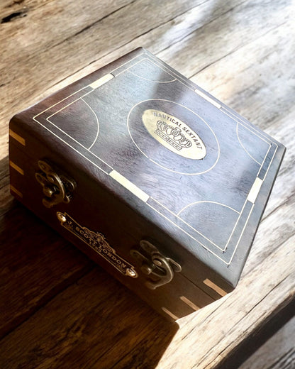 Grote Houten Doos voor Sextant of premium kompas "Mariner's Legacy" met Gravure Optie