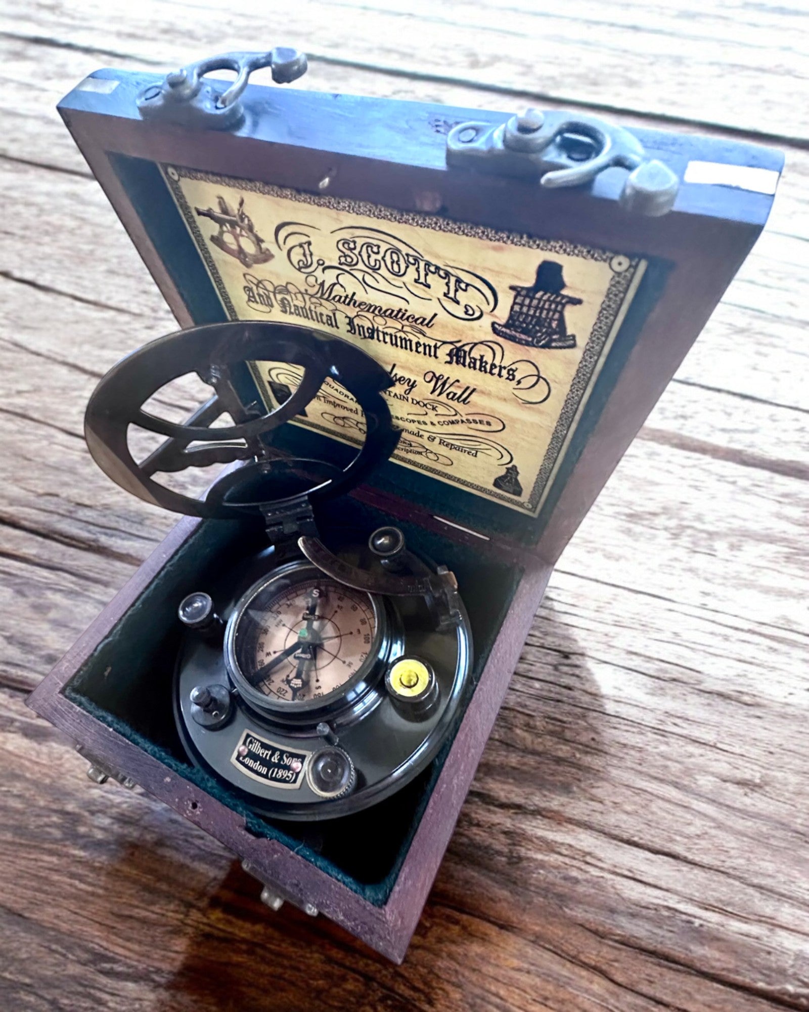 Grote Houten Doos voor Sextant of premium kompas "Mariner's Legacy" met Gravure Optie
