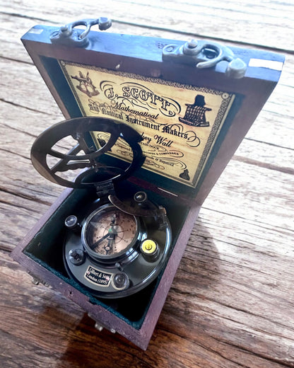 Grote Houten Doos voor Sextant of premium kompas "Mariner's Legacy" met Gravure Optie
