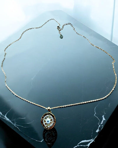 Kompas Ketting "Sterrenrichting", personalisatie mogelijk met gravure, 2 kleuropties beschikbaar