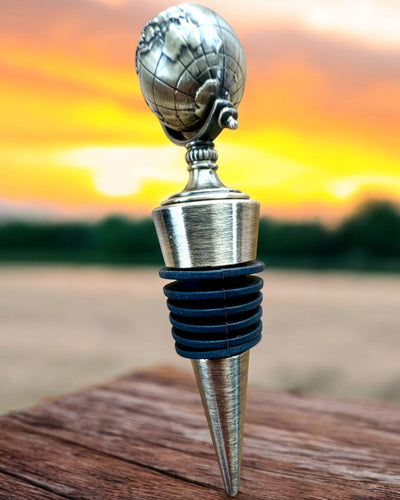 GloboStop - Wijnstopper met Gravure, mogelijkheid tot personalisatie met gravure als cadeau