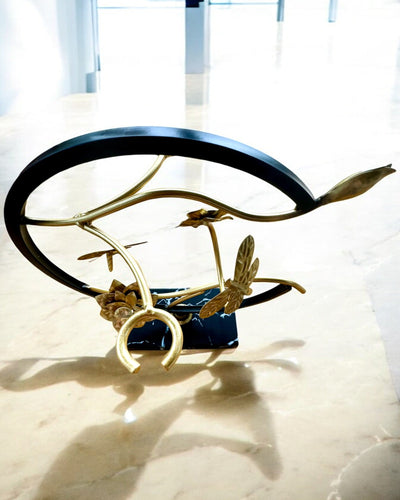 Standaard "Elegante Insect" - voor een wijnfles en glazen, hoogte 33 cm, mogelijkheid tot personalisatie met gravure als cadeau