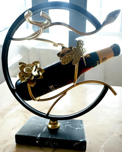 Standaard "Elegante Insect" - voor een wijnfles en glazen, hoogte 33 cm, mogelijkheid tot personalisatie met gravure als cadeau