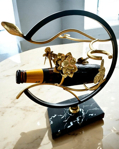 Standaard "Elegante Insect" - voor een wijnfles en glazen, hoogte 33 cm, mogelijkheid tot personalisatie met gravure als cadeau
