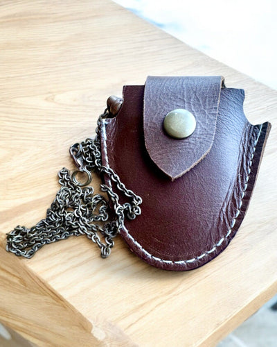 Vintage Look - Vergrootglas met Glazen Lens en Leren Etui, mogelijkheid tot personalisatie met gravure