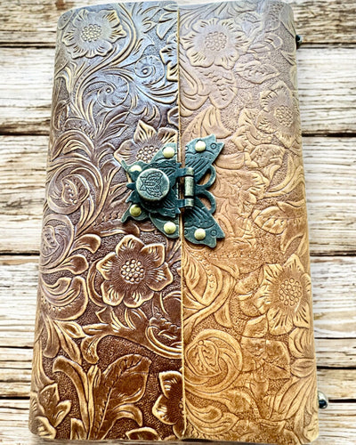 Luxe Retro Notitieboek met Leren Omslag - "Vintage Elegance", 480 pagina's, mogelijkheid tot personalisatie met gravure