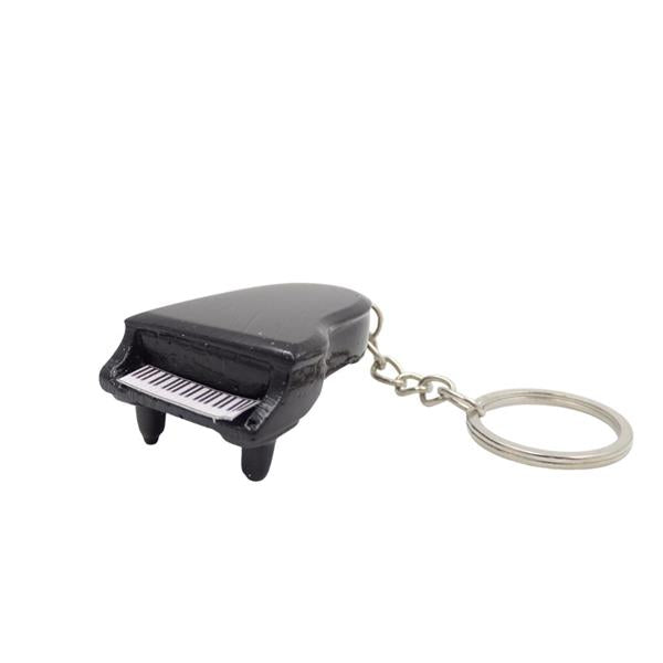 Verzamel-sleutelhanger Klassieke Piano ECK-0863 met gepersonaliseerde gravure – elegant zwart gadget als cadeau voor liefhebbers van klassieke muziek en pianisten