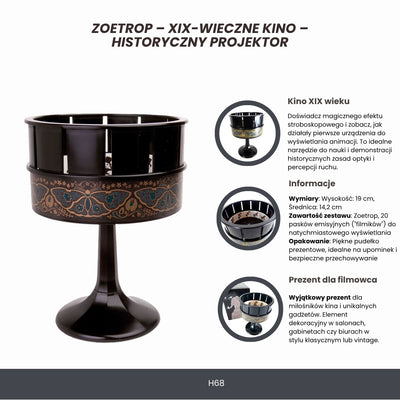 Zoötroop H68 – 19e-eeuwse filmprojector met mogelijkheid tot personalisatie met gravure, ideaal als cadeau – hoogte 19 cm, klassiek design voor interieurdecoratie