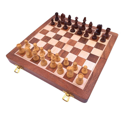 Magnetisch houten schaakspel 30x30cm opvouwbaar G614 met gravure