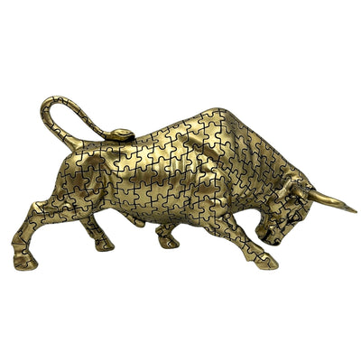 Decoratief beeldje gouden stier met mogelijkheid tot graveren - Elegant symbool van kracht en rijkdom, 33,3 cm, polyresin