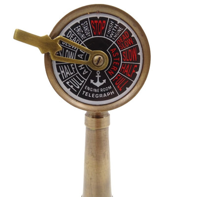 Scheepstelegraaf TG4 met gravure - gepersonaliseerd cadeau van messing en hout, hoogte 16,5 cm, kleuren goud en bruin