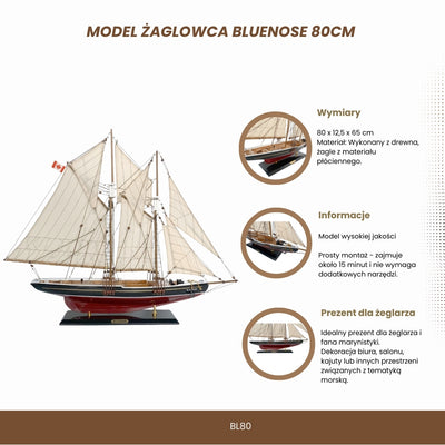 Model van het zeilschip Bluenose 80cm met mogelijkheid tot personalisatie door gravure