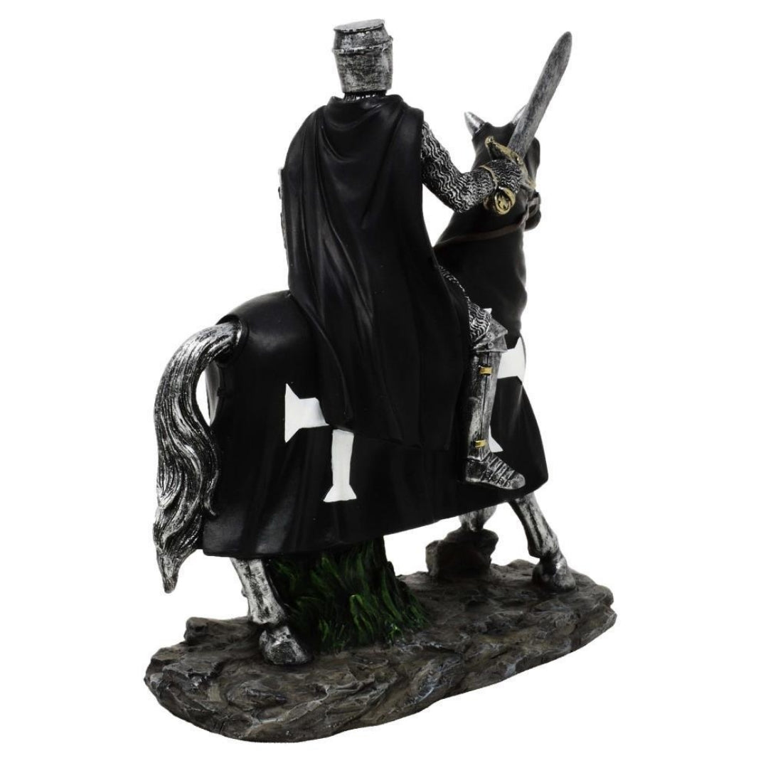 Decoratief beeldje ridder te paard 22 cm met mogelijkheid tot personalisatie met gravure - elegante decoratie van polyresin als cadeau voor liefhebbers van geschiedenis en de middeleeuwen