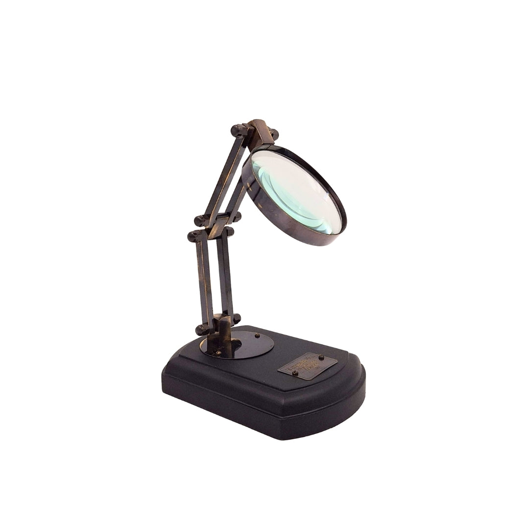 Loep op houten voet met messing omlijsting, mogelijkheid tot personalisatie met gravure, ideaal cadeau voor modelbouwers en liefhebbers van retrostijl, diameter 7,5 cm, vergroting 3,5x