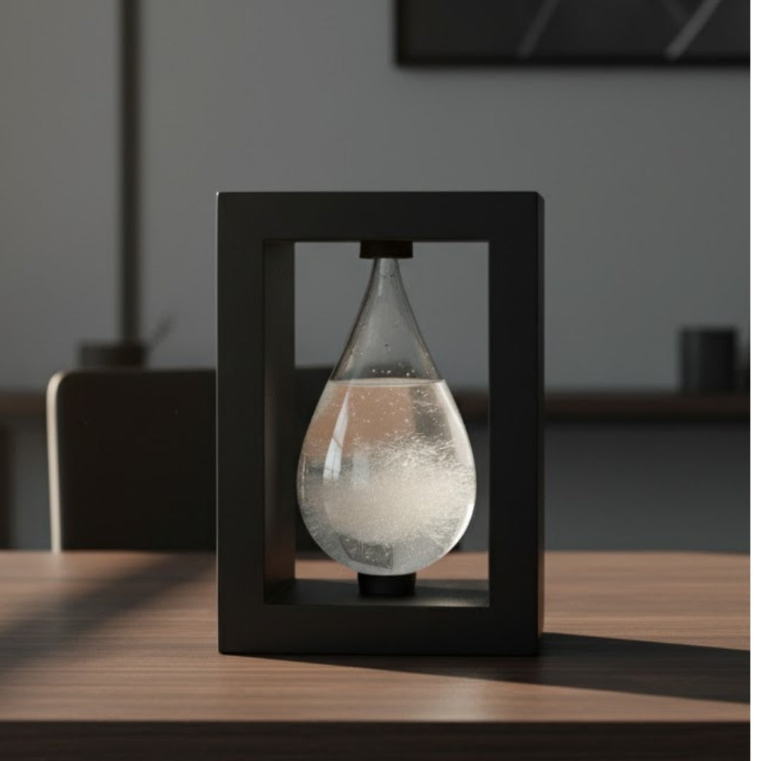 FitzRoy-stormbarometer in houten omlijsting - druppel Storm Glass met mogelijkheid tot personalisatie met gravure - ideaal cadeau voor elke gelegenheid - elegant weerstation in moderne stijl met kristallen die reageren op weersveranderingen