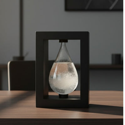 FitzRoy-stormbarometer in houten omlijsting - druppel Storm Glass met mogelijkheid tot personalisatie met gravure - ideaal cadeau voor elke gelegenheid - elegant weerstation in moderne stijl met kristallen die reageren op weersveranderingen